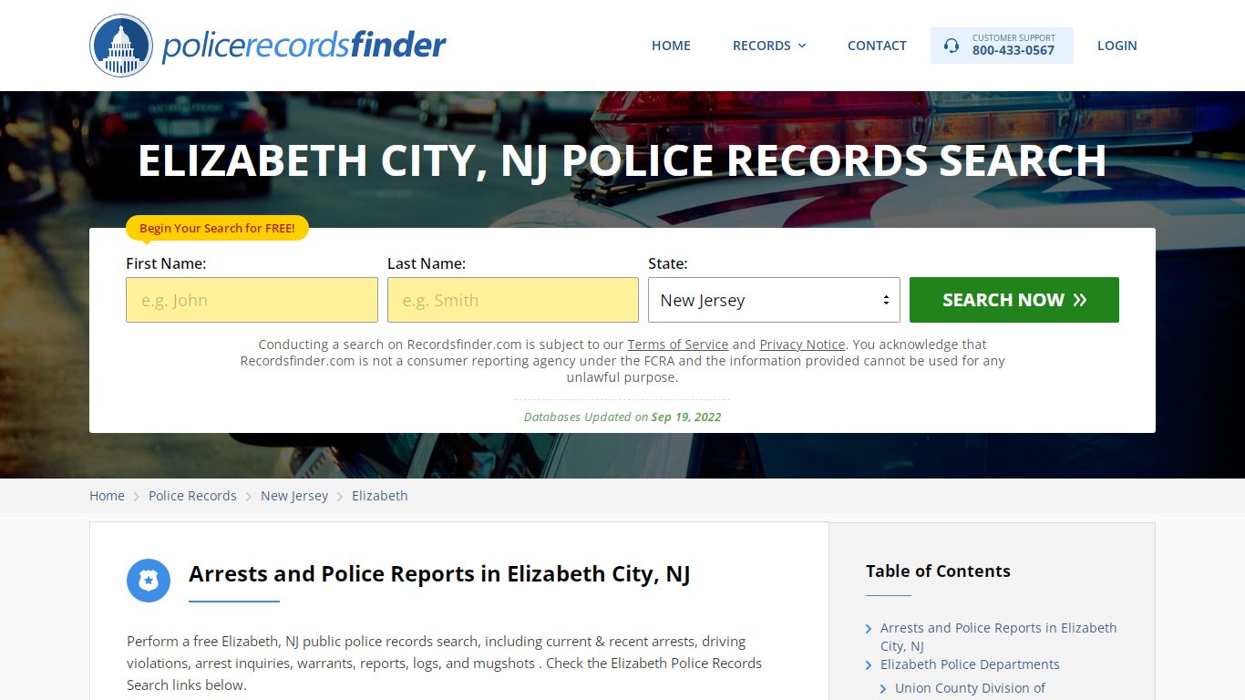 Elizabeth, Fulton County, NJ Police Reports & Police Department Records