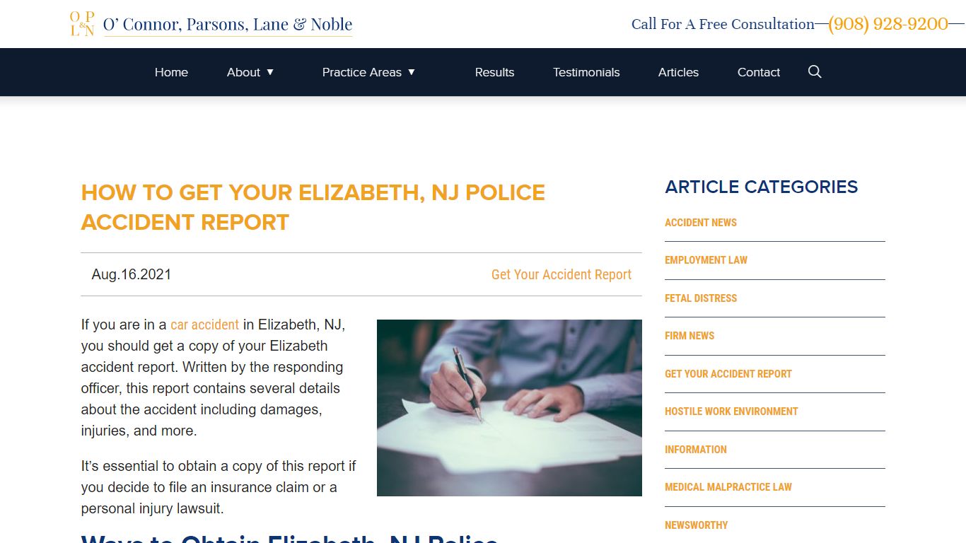 How to Get Your Elizabeth, NJ Police Accident Report